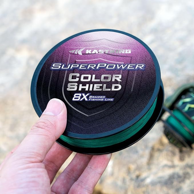 KastKing Superpower ColorShield Braided Fishing Line - Colorfast Braided Line, 100% Solution Dyed UHMWPE Fiber, Smooth & Strong Superline, Near Zero Stretch, Sensitive, High Abrasion Resistance