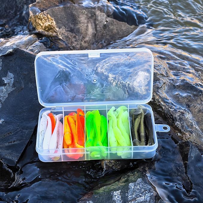 Soft Fishing Lures Kit Paddle Tail Swimbaits Plastic Worms Set Mixed Color Minnow Jerkbait Bass Lure Baitsfor Trout,Walleye,Crappie
