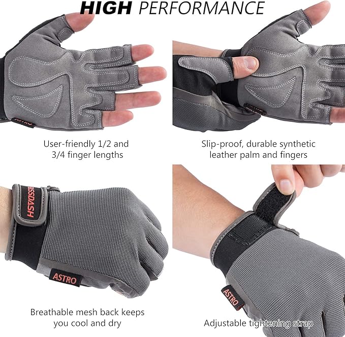 BASSDASH Astro Fishing Gloves Men’s Women’s Fingerless Gloves for Game Fishing Kayaking Paddling Sailing MTB