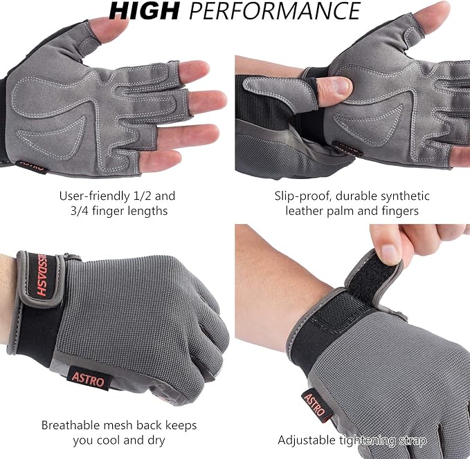BASSDASH Astro Fishing Gloves Men’s Women’s Fingerless Gloves for Game Fishing Kayaking Paddling Sailing MTB