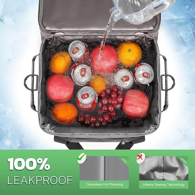 MIYCOO Cooler Bag Double Deck - 60 Can Leakproof Insulated Portable Soft Lunch Cooler, Extra Large Expandable Ice Chest Cooler for Beach, Picnic, Camping, Shopping (Gray)