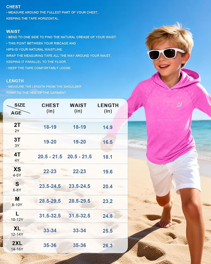 Roadbox Boys Rash Guard Hooded Fishing Shirt, Kids UPF 50+ Long Sleeve Sun Hoodie, Youth UV Protection Beach Swim Shirts