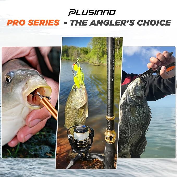 PLUSINNO Fishing Gear- Fishing Rod and Reel Combos, Fishing Backpack, Fishing Net, Fishing Bag with Rod Holders and Tackle Box for Freshwater/Saltwater, Fishing Gifts for Men