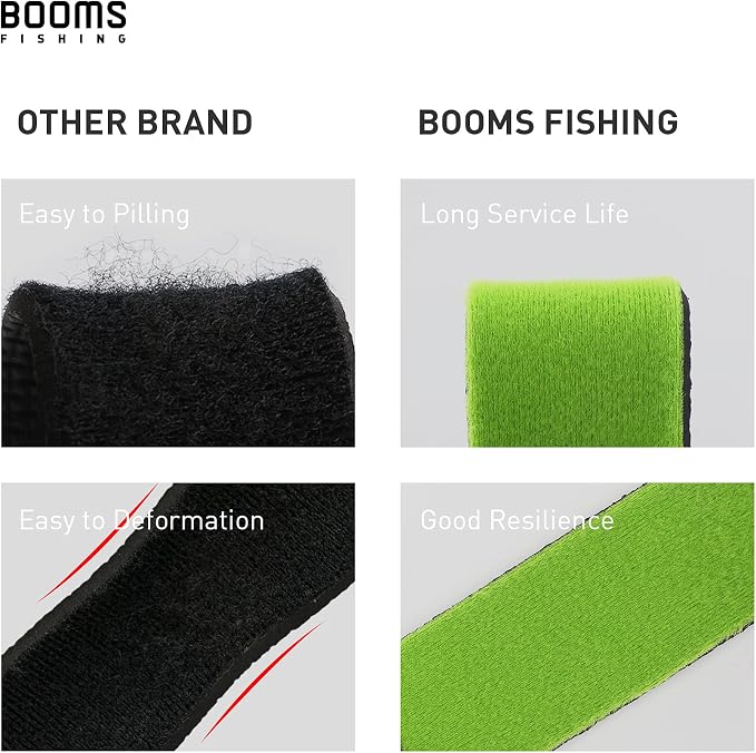 Booms Fishing RS3 Fishing Rod Wrap Pole Straps， Hook & Loop Fishing Rod Belts, Fishing Rod Ties for Casting Rods, Spinning Rods and Fly Rods
