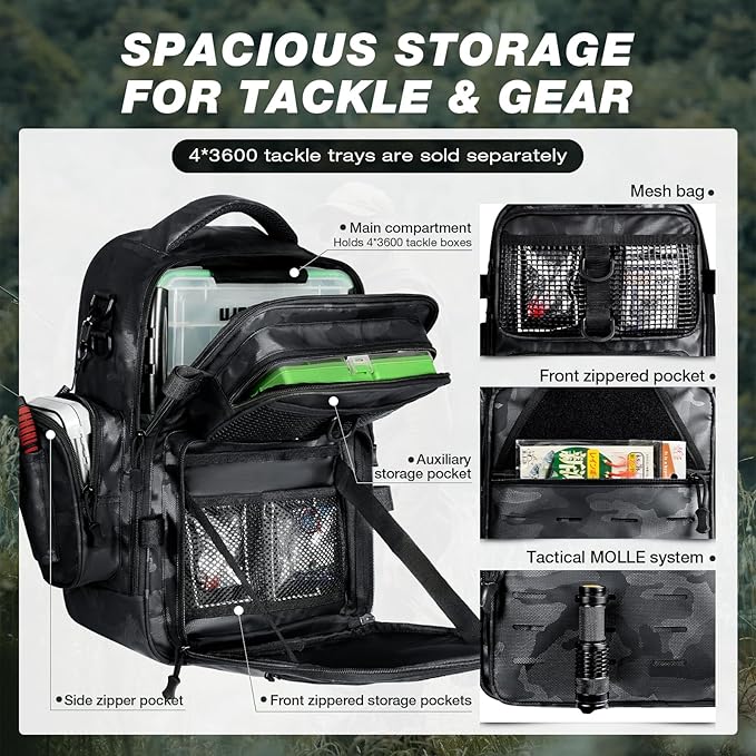 Ghosthorn Fishing Backpack Waterproof Tackle Bag Sling Bag Gift