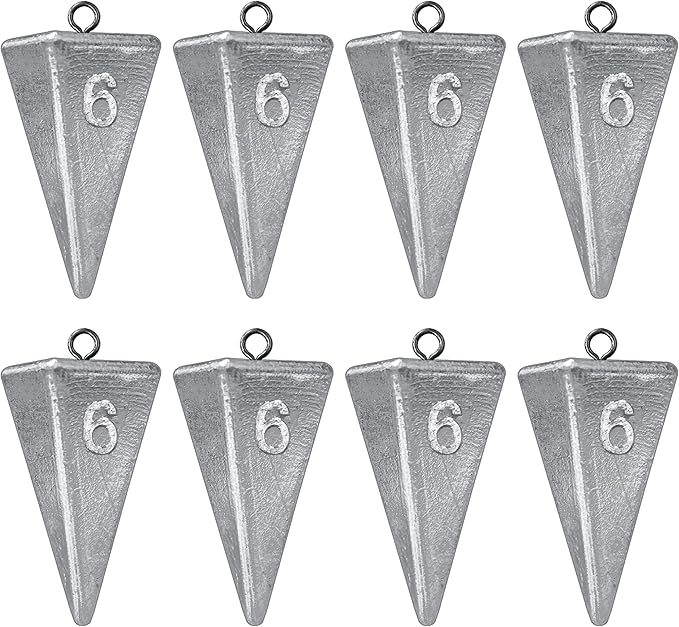 Pyramid Sinkers Fishing Weights, Saltwater Fishing Sinkers for Surf Fishing Gear Tackle - 1oz, 2oz, 3oz