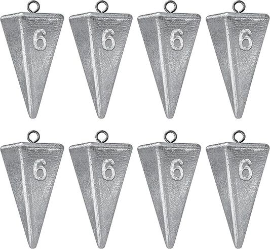 Pyramid Sinkers Fishing Weights, Saltwater Fishing Sinkers for Surf Fishing Gear Tackle - 1oz, 2oz, 3oz