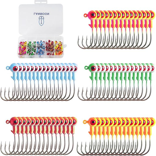 Crappie Jig Heads Kit, 75 Pieces Fishing Jig Head Hooks for Fishing Crappie Bass Trout Walleye 1/8oz 1/16oz 1/32oz