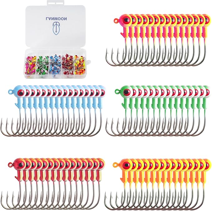 Crappie Jig Heads Kit, 75 Pieces Fishing Jig Head Hooks for Fishing Crappie Bass Trout Walleye 1/8oz 1/16oz 1/32oz