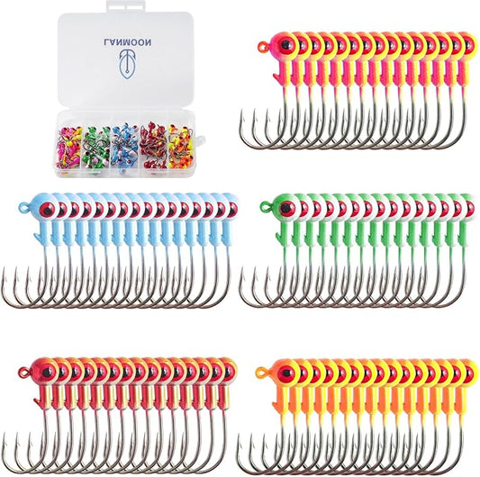 Crappie Jig Heads Kit, 75 Pieces Fishing Jig Head Hooks for Fishing Crappie Bass Trout Walleye 1/8oz 1/16oz 1/32oz