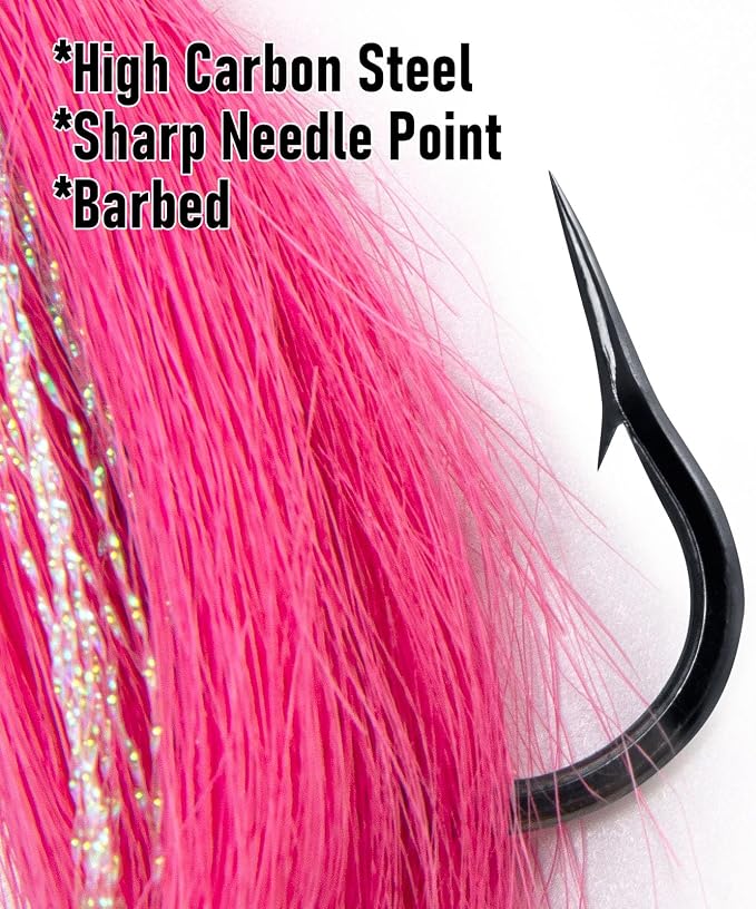 Dr.Fish 3 Pack Bucktail Jig Lure Hair Jig Saltwater Freshwater Lures Surf Fishing Bass Flounder Striper Bluefish Halibut Redfish