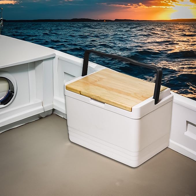 Trademark Innovations 12 Qt. Cooler with Handle, Cutting Board Top, Hard Small Cooler, Side Metal Bracket Holder