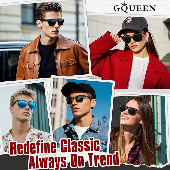 GQUEEN Polarized Sunglasses Men Womens,Flexible TR90 Frame,for Driving Fishing Cycling Hiking Golf Sports UV400 Protection