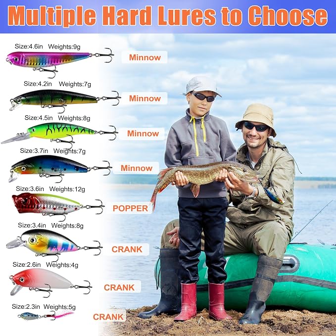 Gifts for Teen Boys, Teenage Boy Graduation Gifts for 10 11 12 13 14 15 16 17 18 Years Old, Tween Boys Toy Gift Ideas, Son Brother Boyfriend Birthday Gifts, 24 PC Fishing Lure Accessories