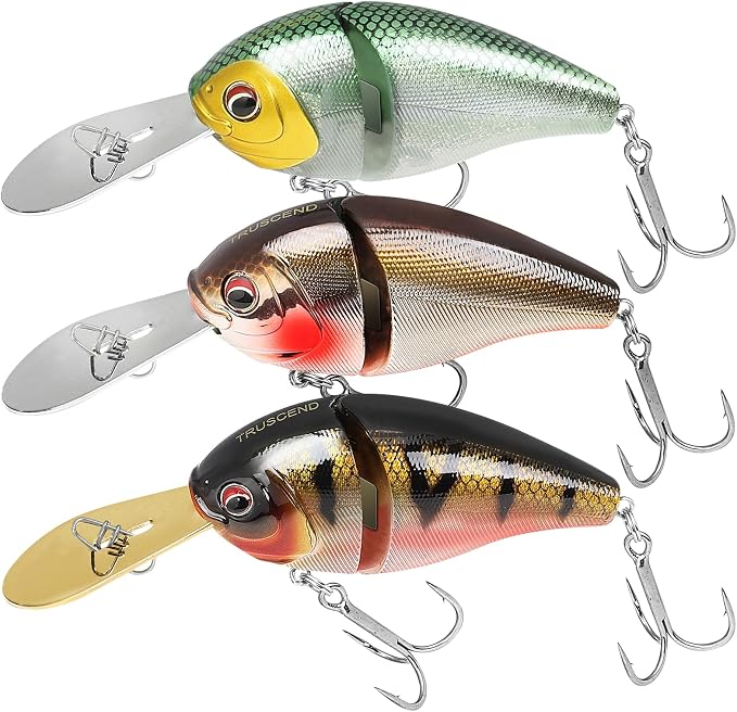 TRUSCEND Swimmax Easy Catch Fishing Lures with BKK Hooks, Wiggling, Vibrating, Rattling and Gurgling for More Bite, Heavy-Duty Dyneema Fiber Jointed Swimbaits for Bass, Trout, Walleye, Crappie, Pike