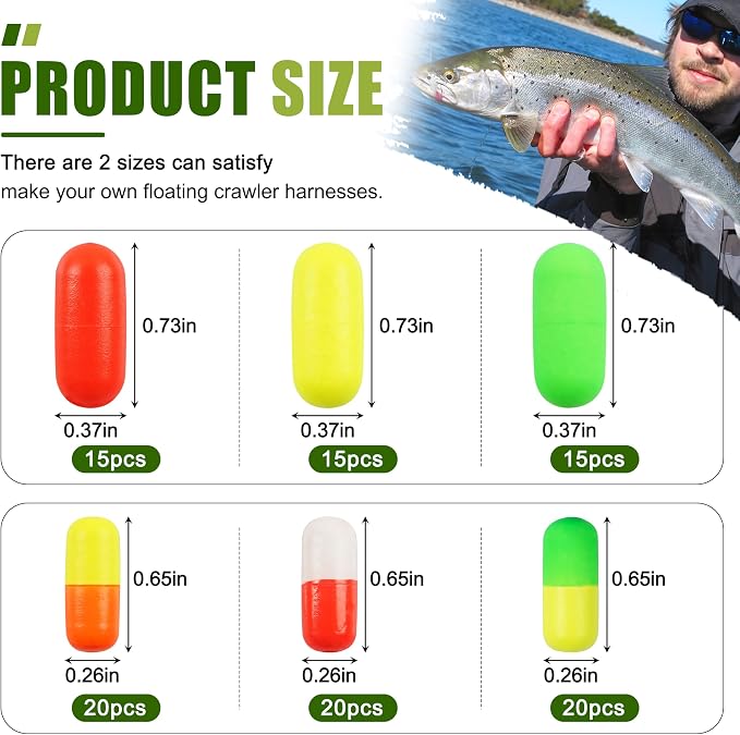 AGOOL Pompano Rigs Fishing Floats Bobbers Snell Float Foam Fishing Rig Floats Live Bait Walleye Rig Making Accessories Bullet Cylinder Float for Trout Catfish