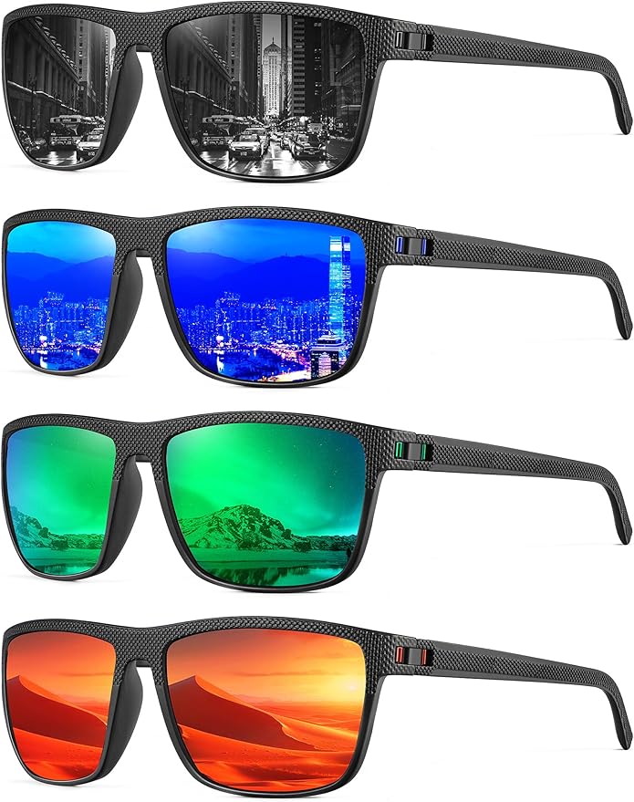 NSSIW Mens-Sunglasses Polarized Sunglasses Men : Classic Sun Glasses with UV Protection for Driving Fishing Golf 4 Packs