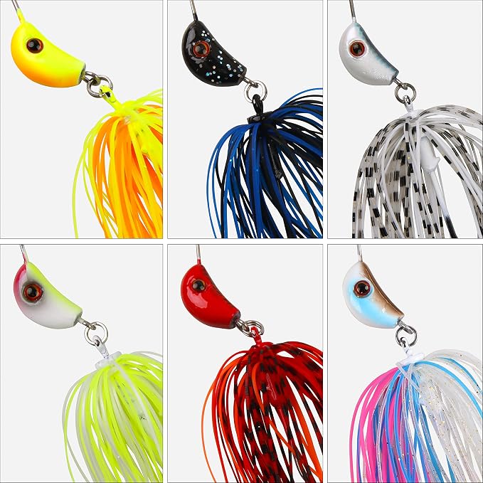 OROOTL Spinner Baits for Bass Fishing Lures, 6/12pcs Multicolor Spinnerbaits Kit Double Colorado Blades Metal Jig Spinnerbait for Bass Trout Pike Salmon Walleye Freshwater Saltwater Fishing