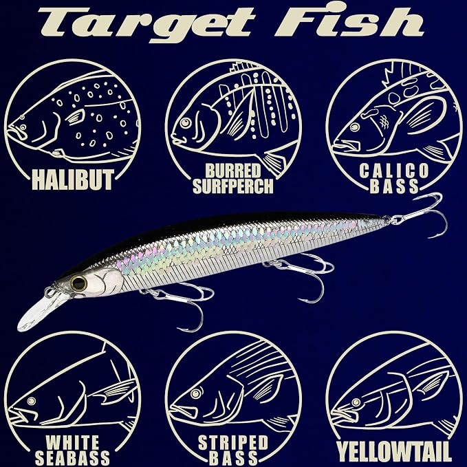 LUCKY CRAFT Surf Pointer 115MR Saltwater Fishing Lures for Halibut and Stripped Bass, Long Casting Jerkbait, Sinking Surf Fishing Gear, Fish Accessories for Tackle Box