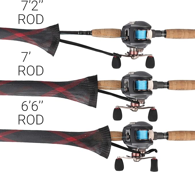RUNCL Fishing Rod Sleeves & Reel Bags, Spinning/Casting Rod Socks & Spinning/Baitcasting Reel Covers - Protection Solution, Space Saver, Perfect Storage - Fishing Pole Sleeves & Reel Pouch (2 Pack)