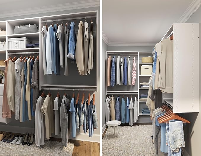 Easy Track PH43-WH Ultimate Corner Wood Kit Closet Organizer in White with Chrome Hardware