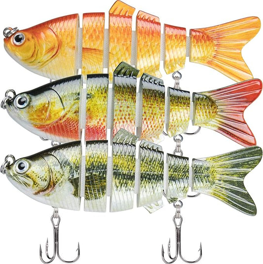 TRUSCEND Swimmax Easy Catch Fishing Lures with BKK Hooks, Wiggling, Vibrating, Rattling and Gurgling for More Bites, Heavy-Duty Dyneema Fiber Jointed Swimbaits for Bass, Trout, Crappie, Walleye, Pike
