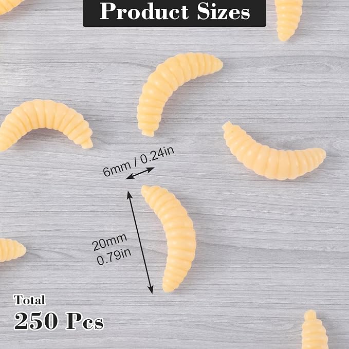 Fake Worms for Fishing, Soft Bass Realistic Maggots Baits Bread Worm Fishing Lure, False Wax Worm
