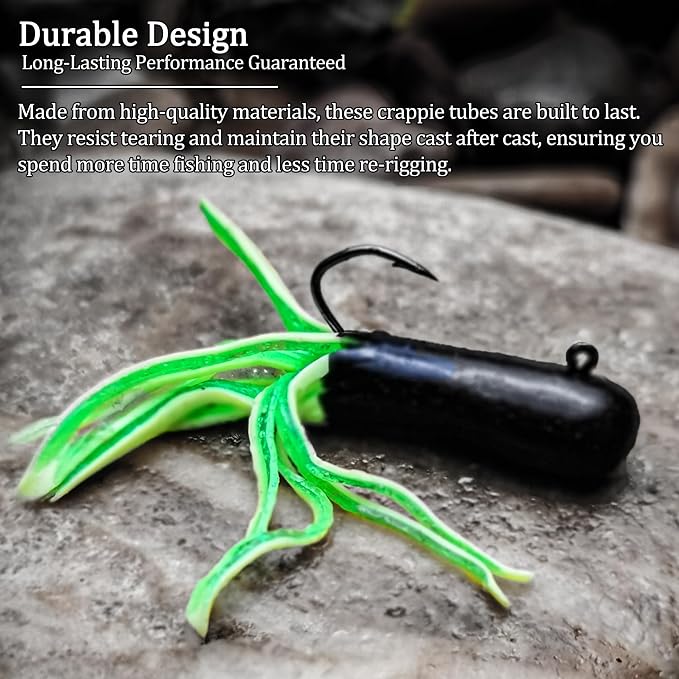 165 Pcs Tube Lures Crappie Lures with Jig Heads Soft Plastic Baits for Bass Fishing, Tube Worms Jigs Hooks Rigs Swimbait for Freshwater Saltwater
