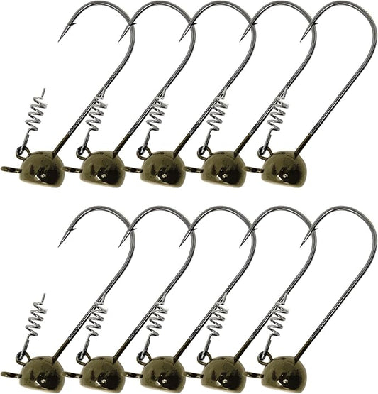 Reaction Tackle Stand-Up Shaky Head Jigs- for Bass Fishing with Size Stamped on Jig Heads (10-Pack)