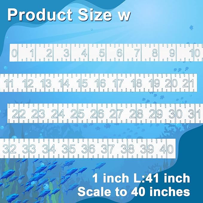 4 Pieces 40 Inch Fish Rulers Fish Measuring Tape Sticker for Boat Transparent Waterproof Adhesive Ruler Tape Fishes Measure Board for Fishing Accessories(Blue)