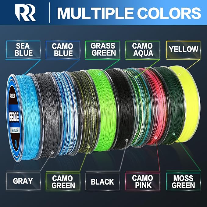 Geode Braided Fishing Line, Super Strong Power Braid Lines for Saltwater and Freshwater Fish 8-50lb, 150yds/300yds/500yds/1000yds