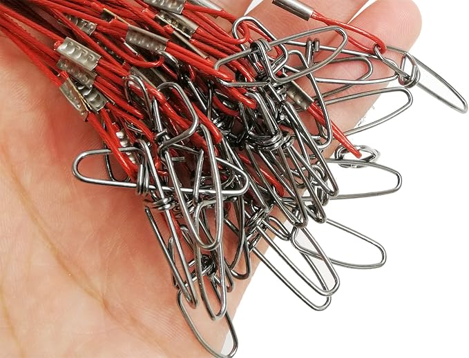 Fishing Wire Leaders for Saltwater: 30pcs Stainless Steel Line Leaders Nylon-Coated 19" - 100 LB High Strength Wire Rig for Shark Barracuda Pike Fishing