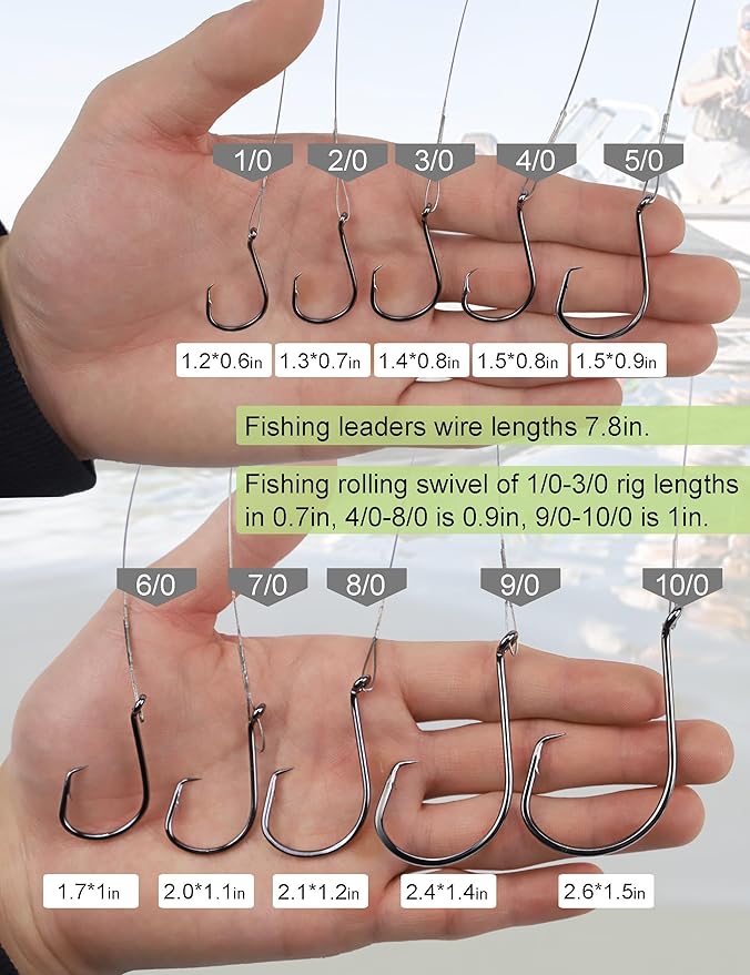 Pre-Rigged Fishing Hooks with Steel Wire Leader, Saltwater 30pcs Catfish Octopus Hooks Rig Anti-Bite Stainless Steel Trace Trout Hooks