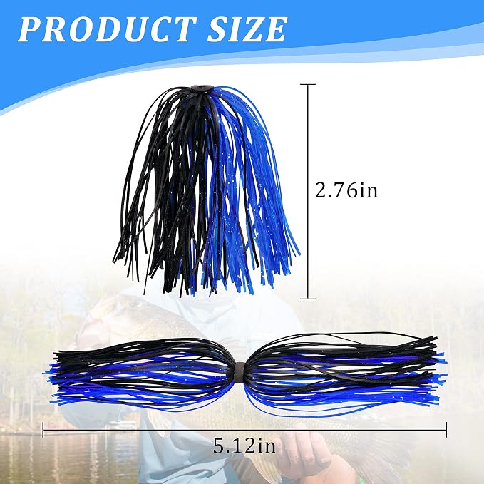 Silicone Jig Skirts Fishing Lures 50 Strands Bass Fishing Jigs Spinnerbait Skirts Replacement Kit Squid Jig Spinner Bait DIY Fishing Lures 12/24 Bundles