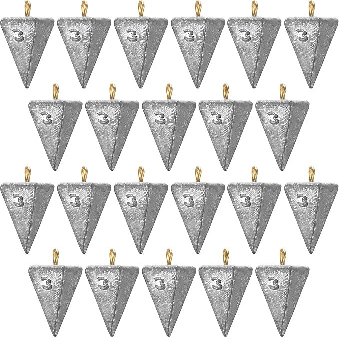 Zhanmai 27 Pieces Pyramid Fishing Weights Sinkers Triangle Rig Pyramid Sinkers for Ocean Saltwater Surf Bass Catfish Fishing Weights Casting Gear Tackle Essential