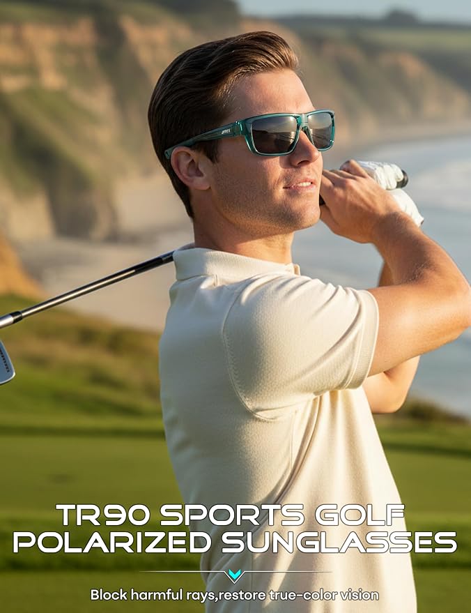 ATTCL Polarized Sunglasses Men for Fishing: UV Protection Lightweight TR90 Sports Wrap Sun Glasses Driving Golf Running