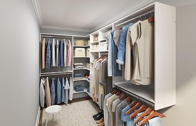 Easy Track PH43-WH Ultimate Corner Wood Kit Closet Organizer in White with Chrome Hardware
