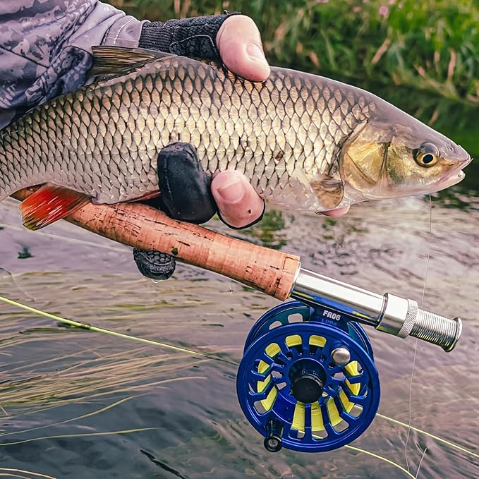Raprance Fly Fishing Reel,CNC-Machined Aluminum Alloy Fly Reel Large Arbor Fly Reel, 3/4, 5/6, 7/8 wt Blue