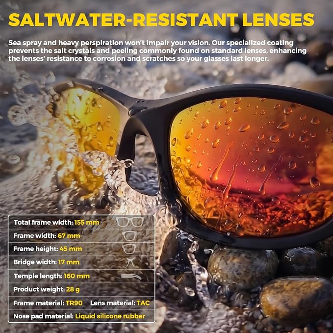 Polarized Fishing Sunglasses for Men Women, Adjustable Polarized Sunglasses, Lightweight TR90 Frame