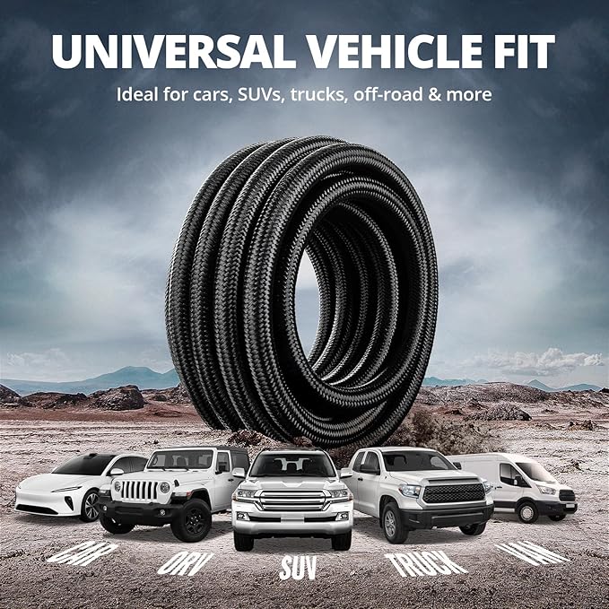 EVIL ENERGY 6AN Fuel Line, AN6 Braided Fuel Hose Nylon CPE 20FT Black