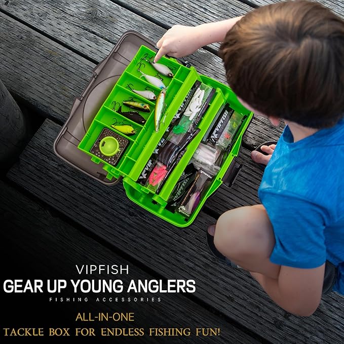 Fishing Tackle Box with Tackle Included Lures, Hooks, Weights, 3-Layer Freshwater Fishing Tackle Kit for Bass Fishing Gear and Equipment, Gift for Fishingman gift choice for Fathers Day