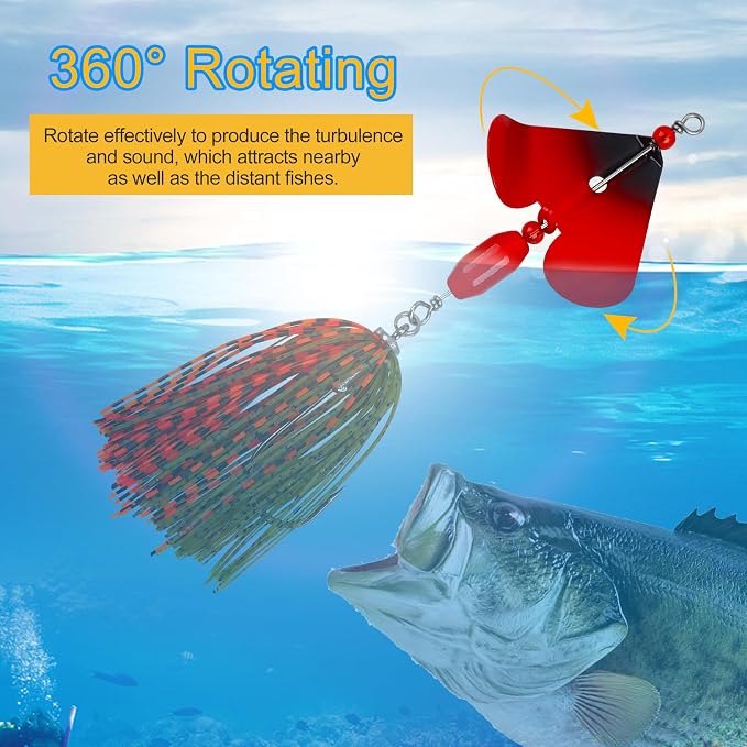Spinnerbait Fishing Lures Kit - 6/12pcs Bass Fishing Buzzbait Lures Spinner Baits for Bass Trout Pike Salmon Multicolor Swimbait Buzz Bait Metal Spinner baits Swim Jigs Freshwater Saltwater