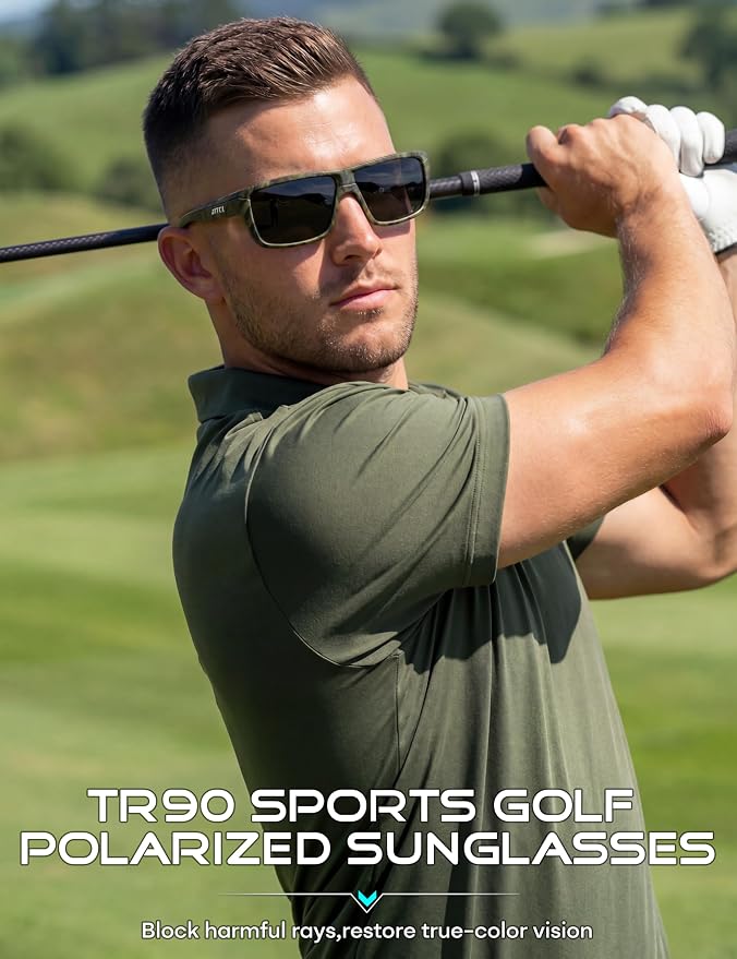 ATTCL Polarized Sunglasses Men for Fishing: UV Protection Lightweight TR90 Sports Wrap Sun Glasses Driving Golf Running