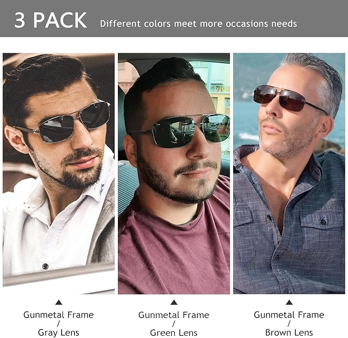 SUNGAIT Ultra Lightweight Rectangular Polarized Sunglasses Men UV400 Protection