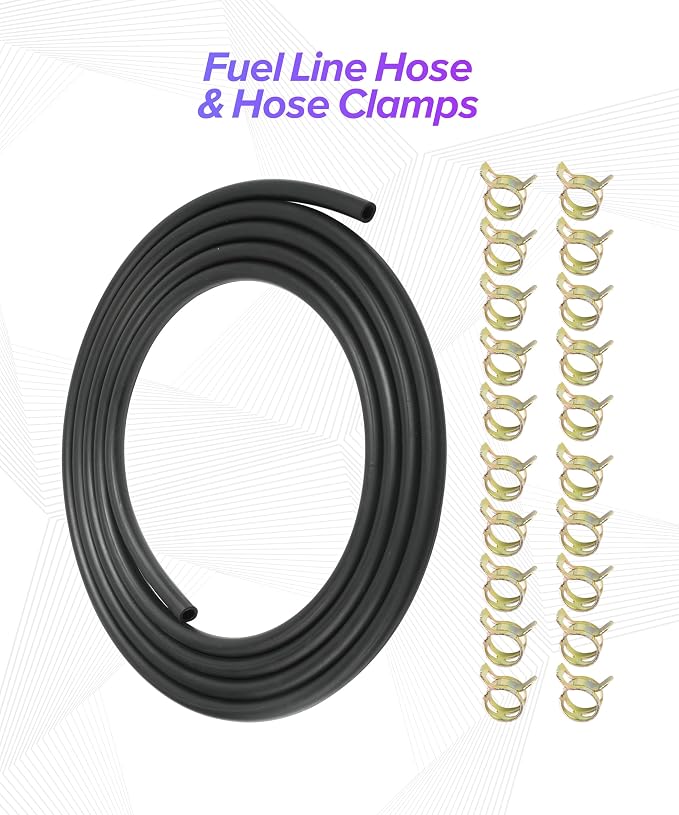 1/4 Fuel Line,Car Accessories 1/4" ID Fuel Line Hose Kit with 20Pcs 2/5" ID Hose Clamps,Automotive Replacement Powersports Fuel Lines,Suitable for Motorcycle,Mowers Tractors,Small Engines