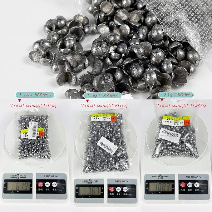 Removable Split-Shot,500Pcs Lead Sinking Split Shots Fishing Sinkers,Fishing Weights Sinkers