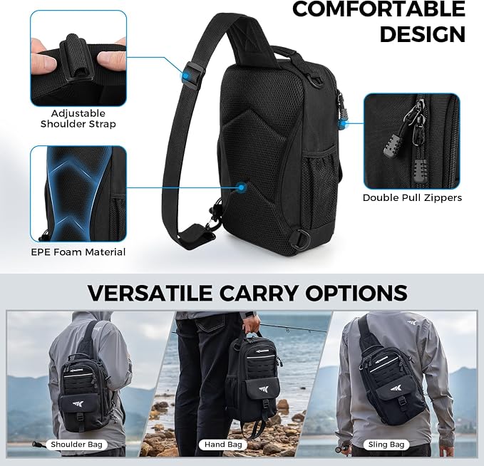 KastKing Everyday Essential Sling Tackle Bag & Tool Set, Fishing Scale & 3500-Tackle Box Waterproof, 7" Pliers, Lip Gripper - Fishing Gear and Gift for Men