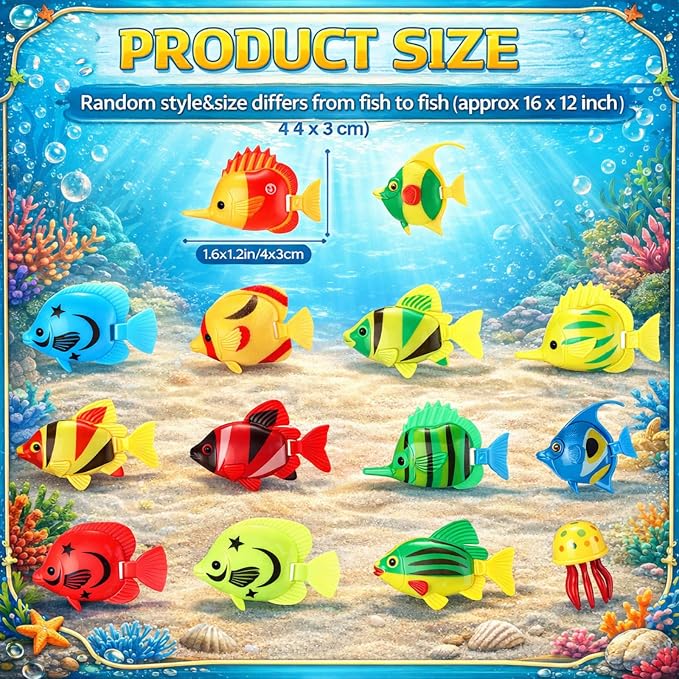Weewooday 20 Pcs Artificial Moving Fishes Plastic Floating Lifelike Fish Tank Ornament Aquarium Decorations (Tropical Fish and Octopus)