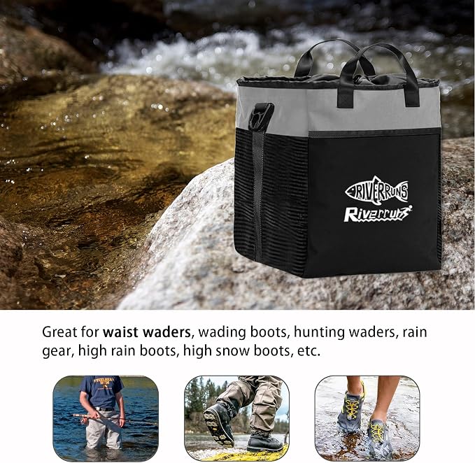 Riverruns Fishing Hunting Wader Bag with Vented Mesh, Waders Boots Bag, Fly Fish Storage Bag for Fishing, Hiking, Camping