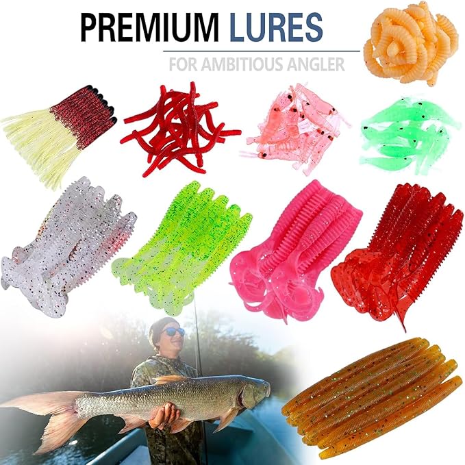 PLUSINNO Fishing Lures, All-in-One Fishing Tackle Box with Tackle Included, Fishing Gear Lure Bait Accessories Kit for Freshwater Bass Trout, Ideal Fishing Gifts for Men, Father & Beginners